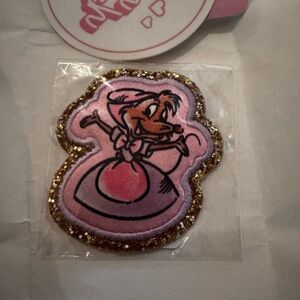 Pink Cinderella Mouse Patch with Gold Glitter Border